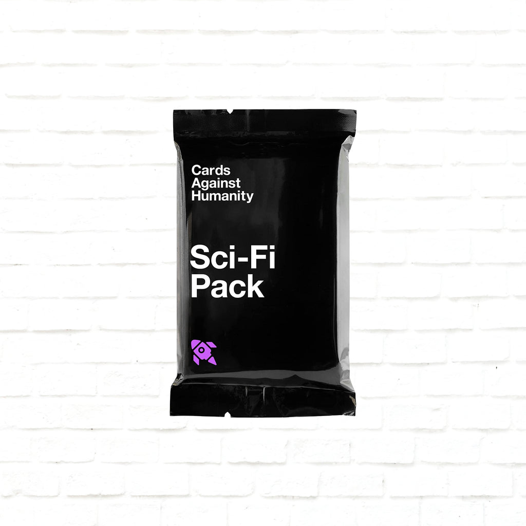 Cards Against Humanity Sci-Fi Expansion Pack English Edition 3d cover of a card game for 4 to 20+ players ages 17 and up playing time 30 to 90 minutes
