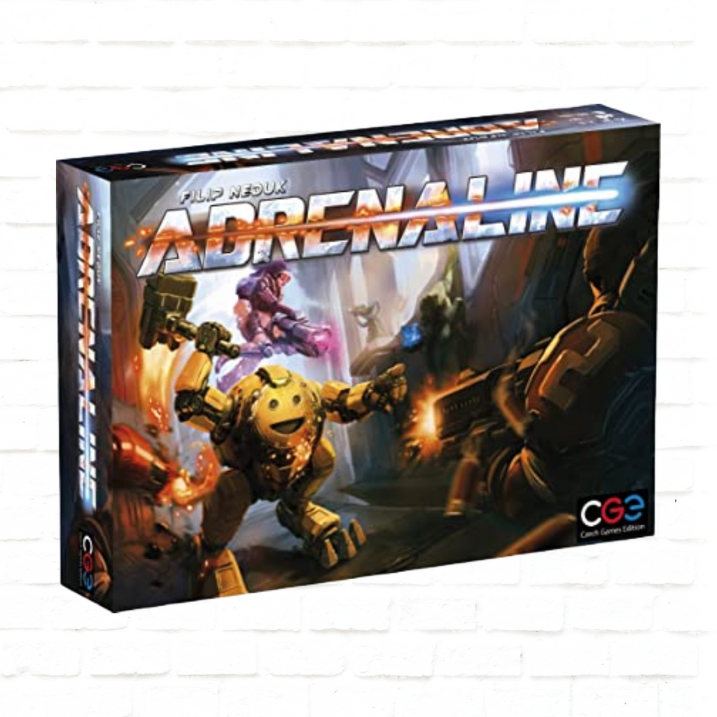 Czech Games Edition Adrenaline strategy first person shooter board game cover