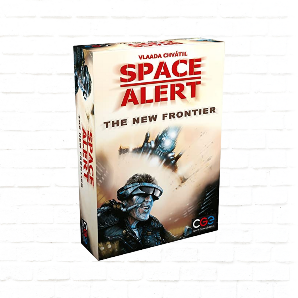 Czech Games Edition Space Alert The New Frontier Expansion English Edition board game cover of science fiction cooperative strategy game for 2 to 4 players ages 12 and up