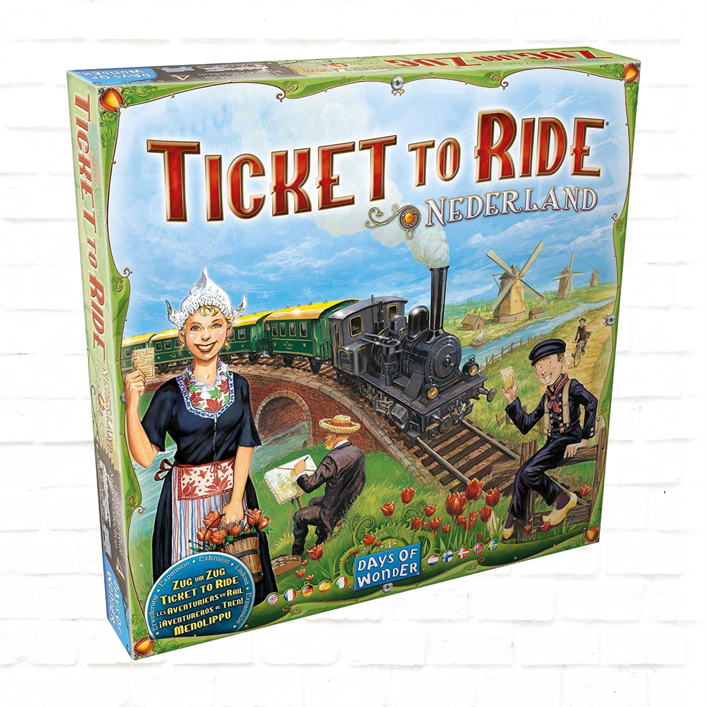Days of Wonder Ticket to Ride Map Collection Volume #4 Nederland Expansion International Edition board game cover of family game for 2 to 5 players ages 8 and up