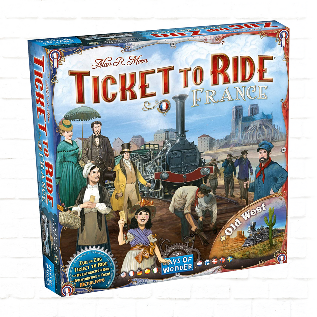 Days of Wonder Ticket to Ride Map Collection Volume #6 France and Old West Expansion International Edition board game cover of family game for 2 to 6 players ages 8 and up
