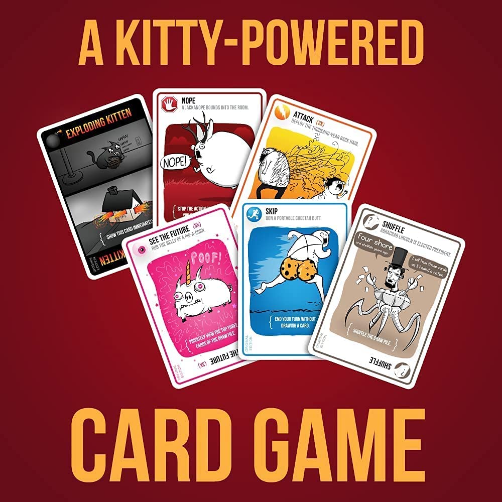 Exploding Kittens Original Edition a kitty powered card game cards displayed