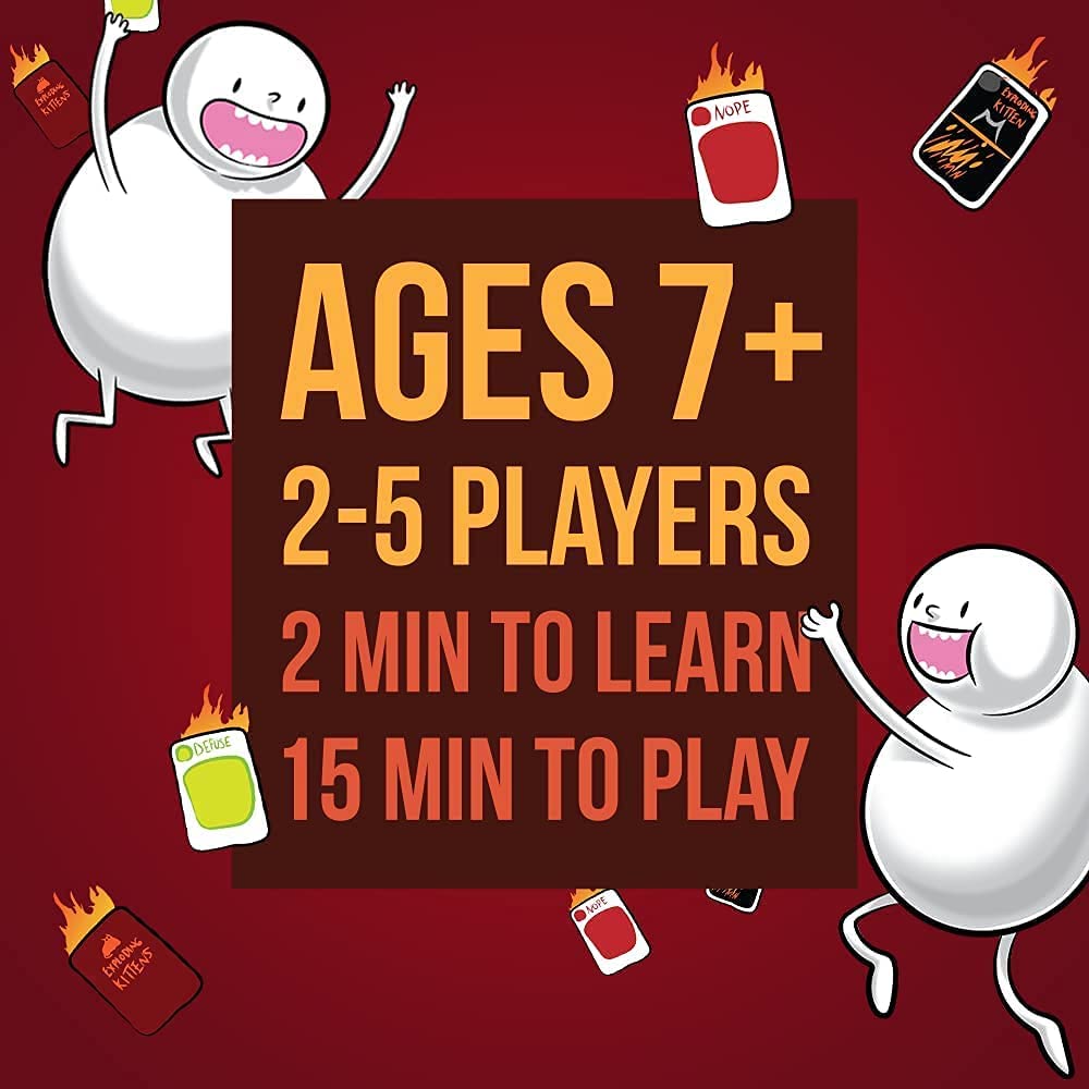 Exploding Kittens Original Edition card game for 2 to 5 players ages 7 and up 15 minutes to play