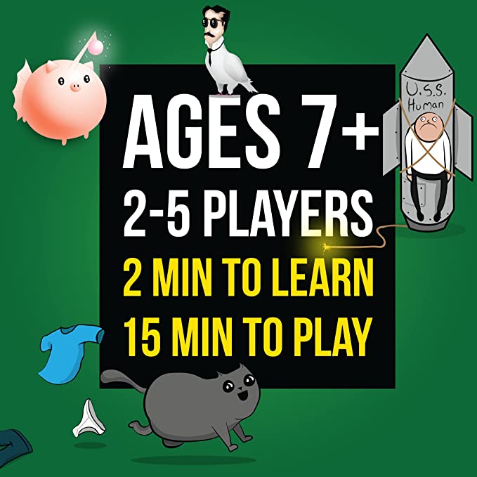 Exploding Kittens Streaking Kittens Expansion card game for 2 to 5 players ages 7 and up with 2 minutes to learn and 15 minutes to play