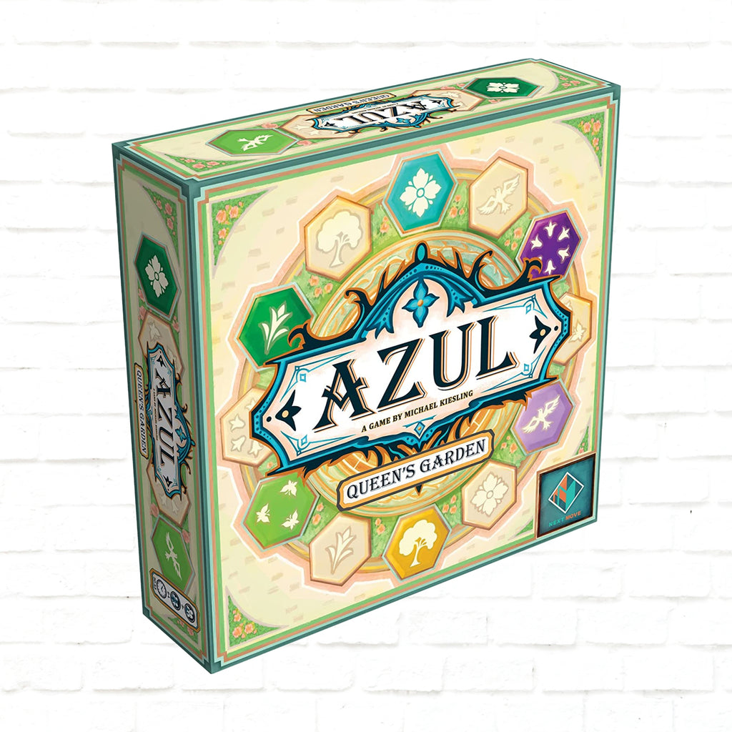 Next Move Games Azul Queen's Garden English Edition 3d cover of board game for 2 to 4 players ages 10 and up playing time 45 to 60 minutes 