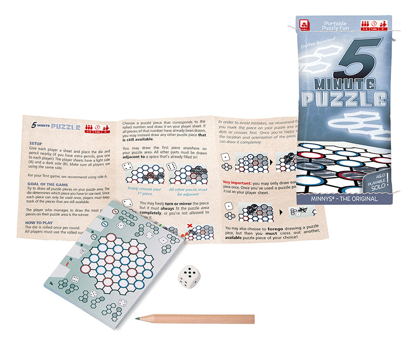 Nürnberger-Spielkarten-Verlag 5 Minute Puzzle Dice Game score pad pencil die and rules