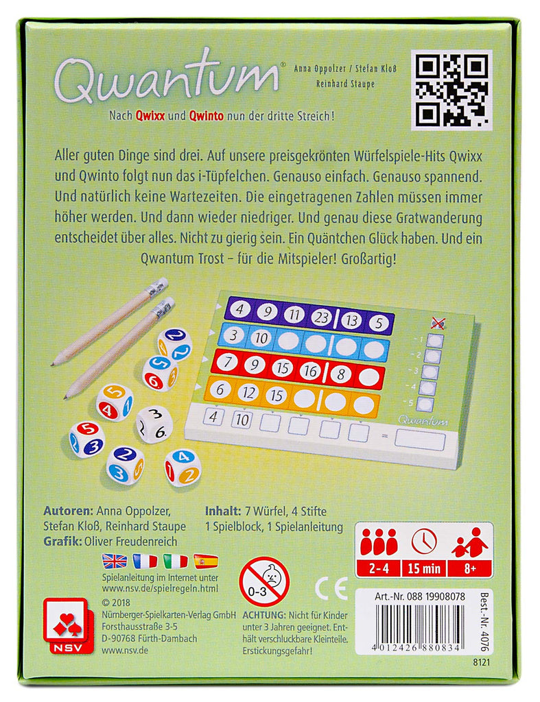 Nürnberger-Spielkarten-Verlag Qwantum Würfelspiel Box Beschreibung