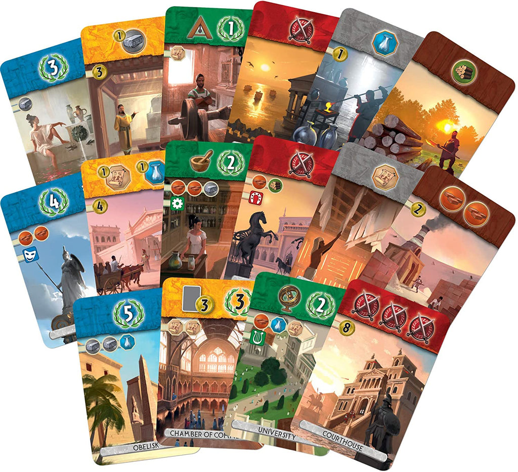 7 wonders duel cards from different eras