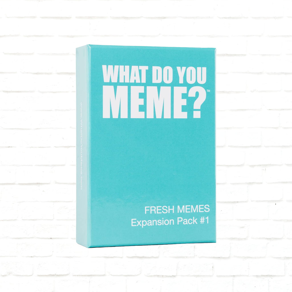 What Do You Meme? Fresh Memes Expansion Pack #1 English edition 3d cover of card game for 3 to 20+ players ages 17+ and up 30 to 90 minutes playing time