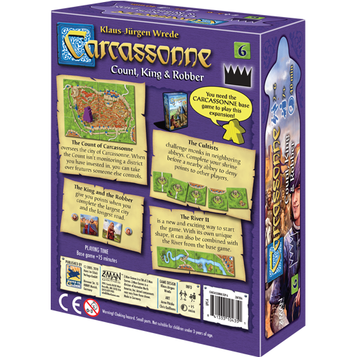 Z-Man Games Carcassonne #6 Count, King and Robber expansion board game box back