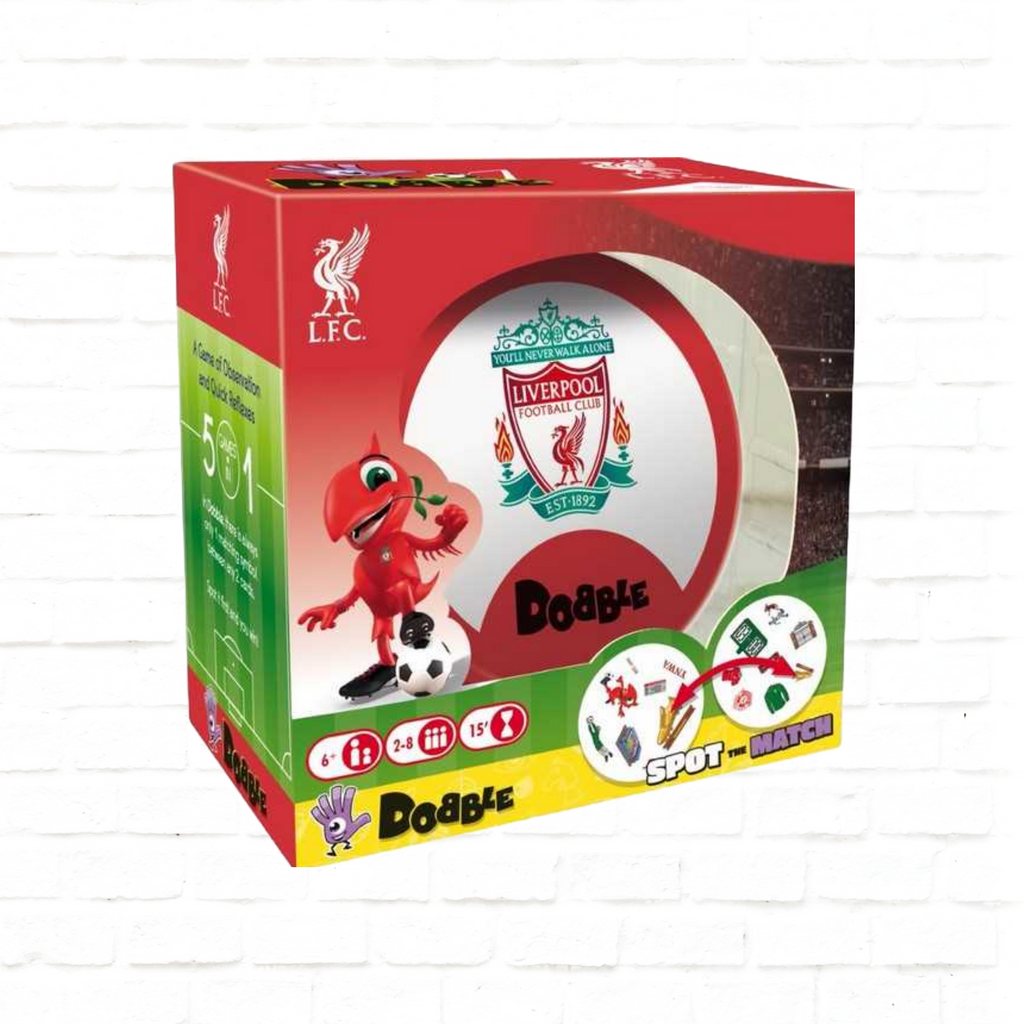Asmodee Dobble Liverpool Football Club English edition card game 3d cover