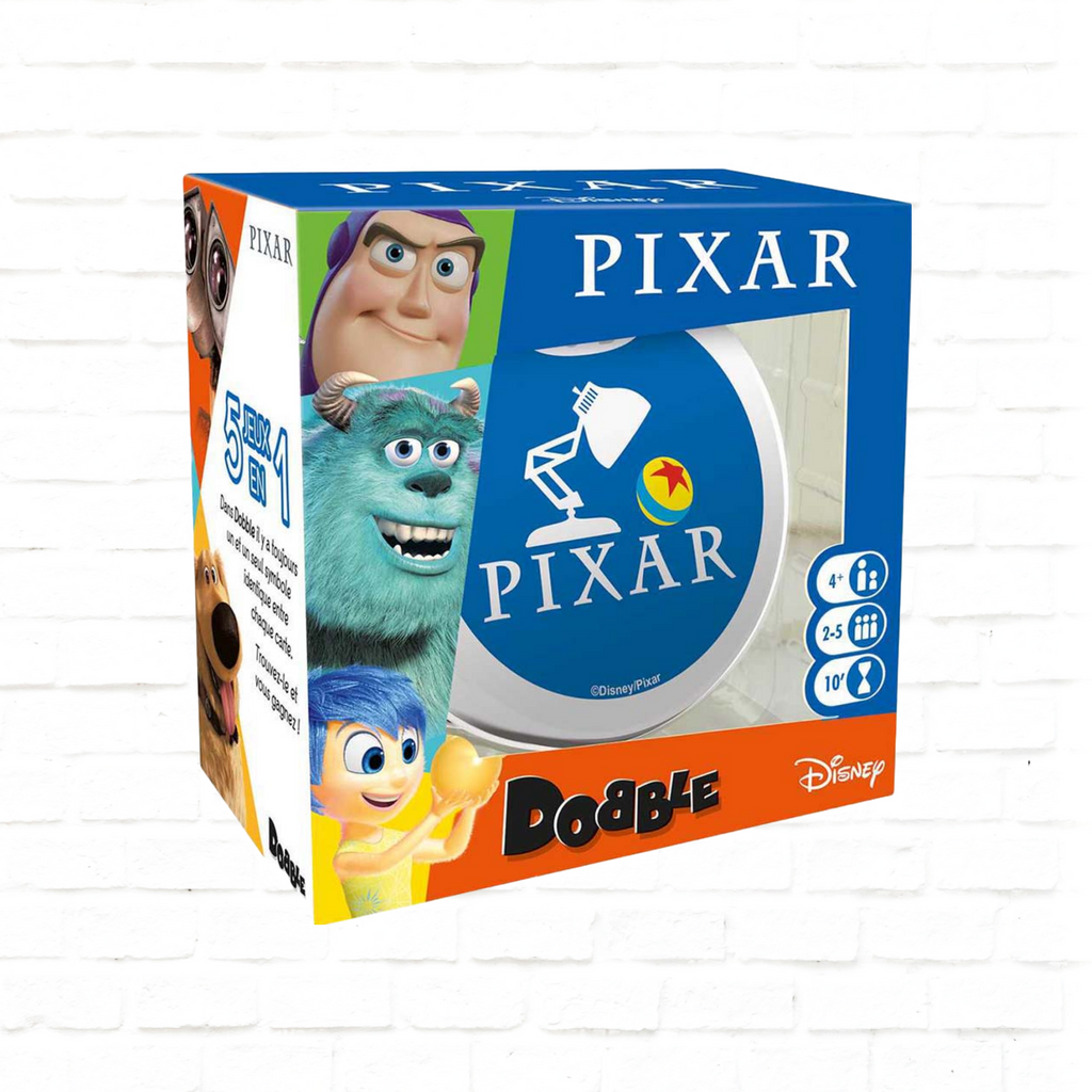 Asmodee Dobble Pixar English edition card game 3d cover