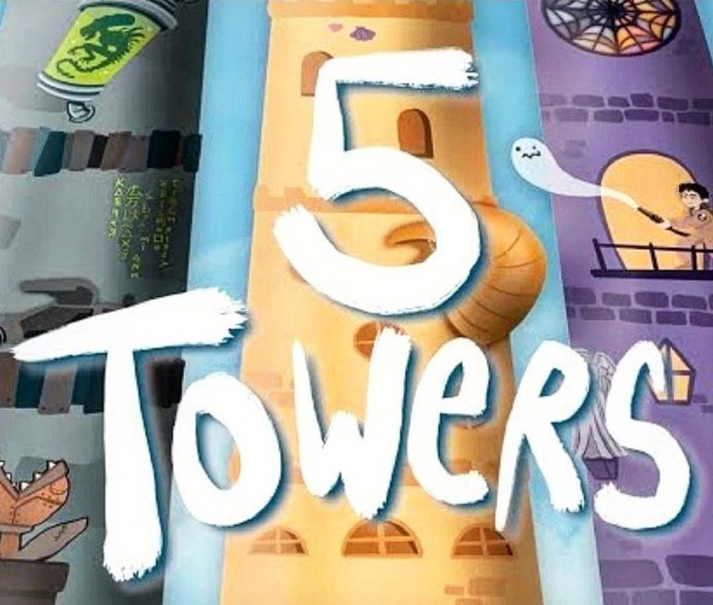 5 towers card game branding and logo