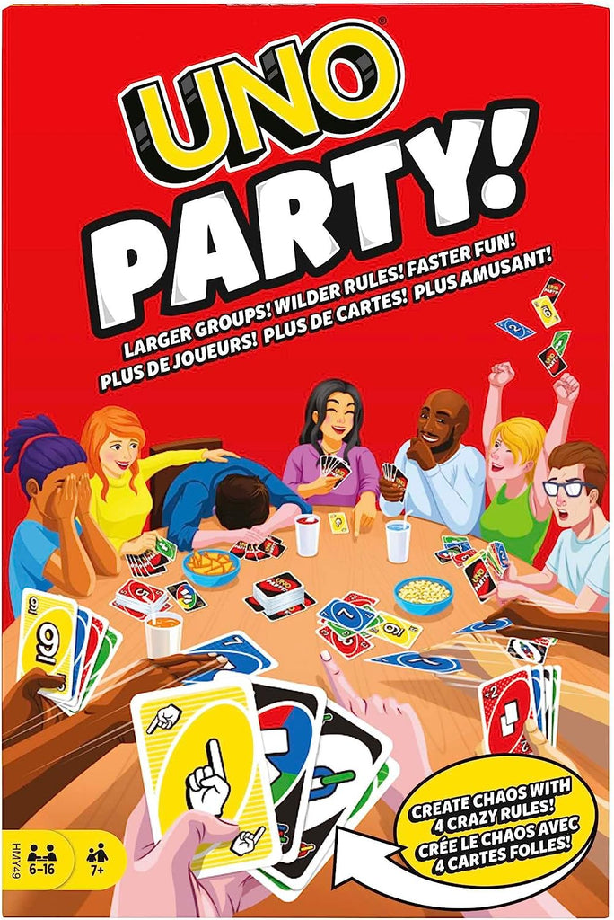 Mattel UNO Party card game for bigger groups and gatherings 3d cover 