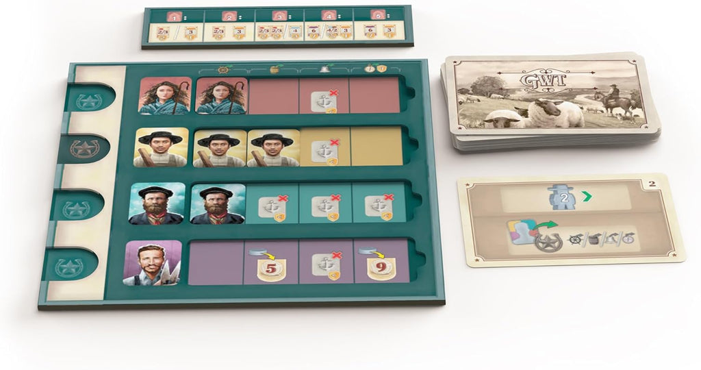 Plan B Games Great Western Trail New Zealand board game english player components with cards and player boards