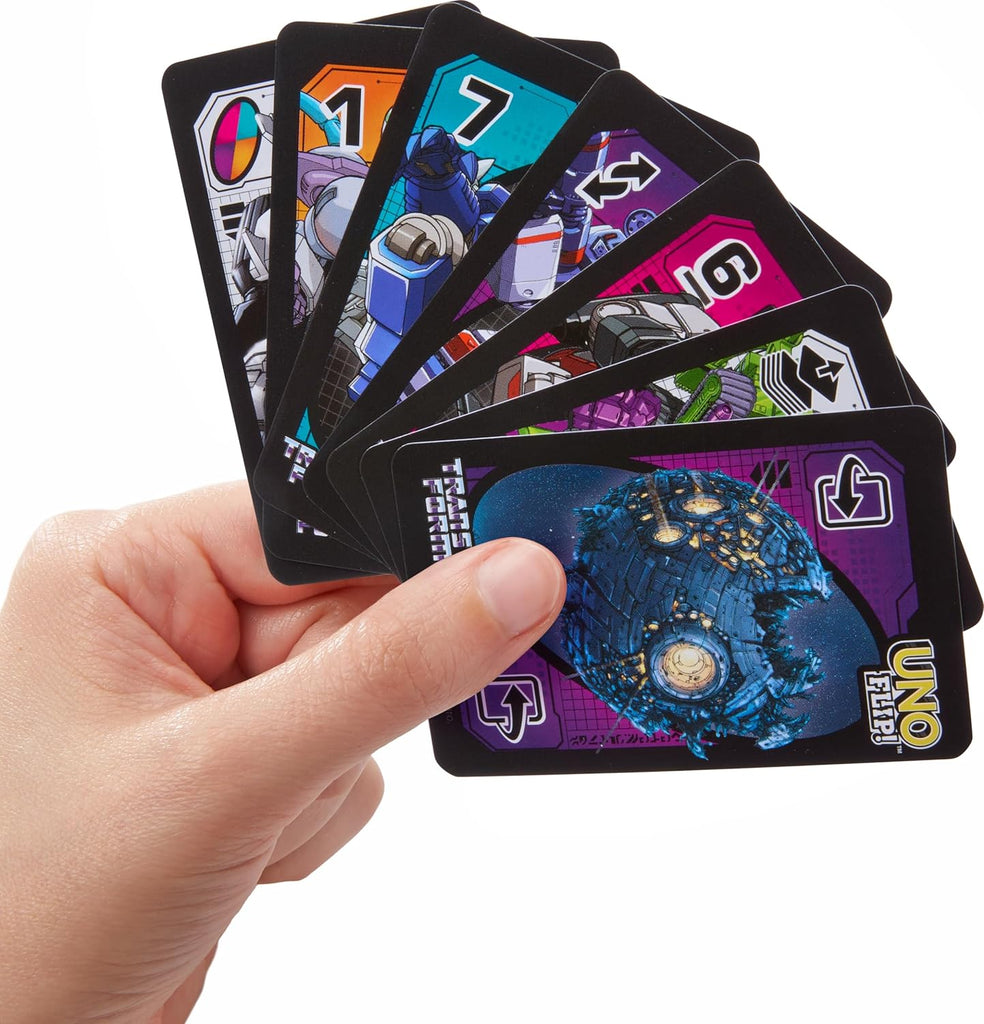 Mattel UNO Flip Transformers hand of cards 