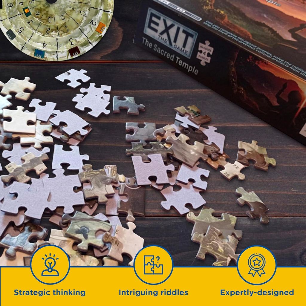 Thames Kosmos EXIT The Game  and Puzzle The Sacred Temple Board Game components