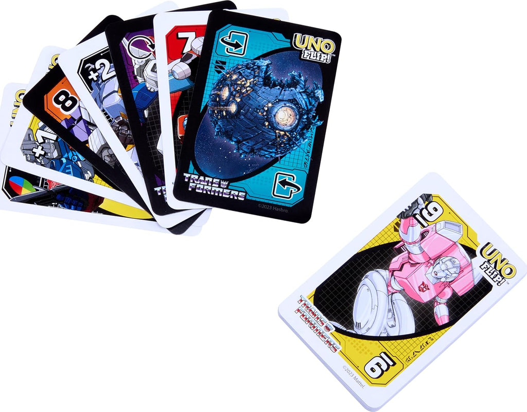 Mattel UNO Flip Transformers card presentation