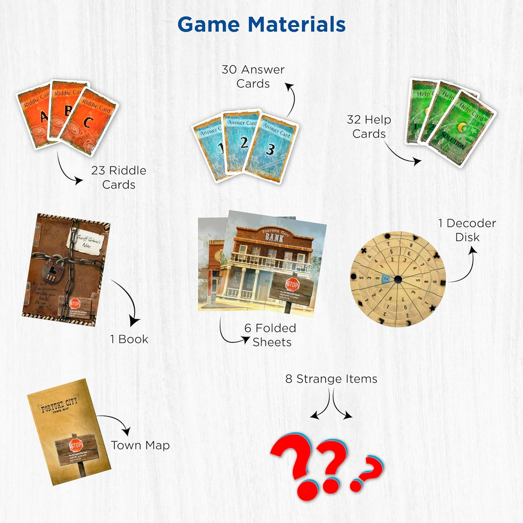 Thames Kosmos EXIT THe Game Kidnapped in Fortune City Board game materials