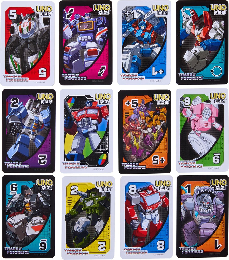 Mattel UNO Flip Transformers number cards 
