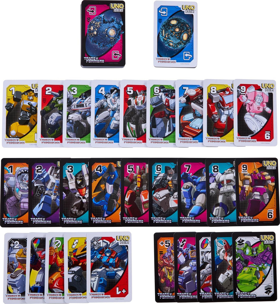 Mattel UNO Flip Transformers cards in game 