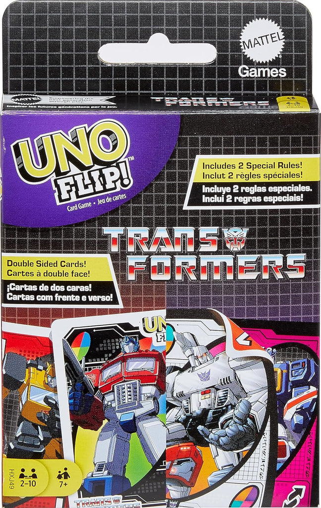 Mattel UNO Flip Transformers card game 3d cover 