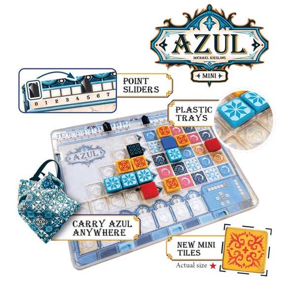 azul mini player board with platic tray that keeps tiles in plce