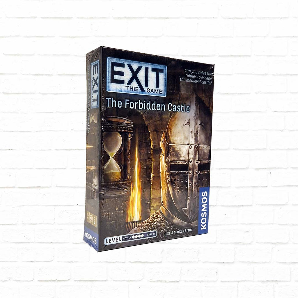 exit escape room card game, forbidden castle case, grey cover