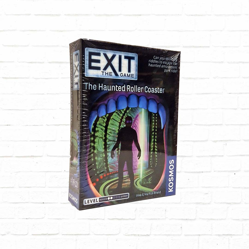 exit escape room card game, haunted roller coaster case, green cover