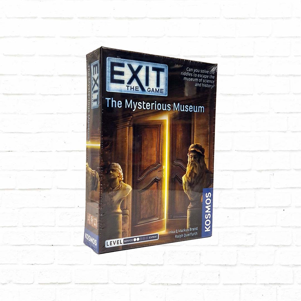 exit escape room card game, mysterious museum case, yellow cover