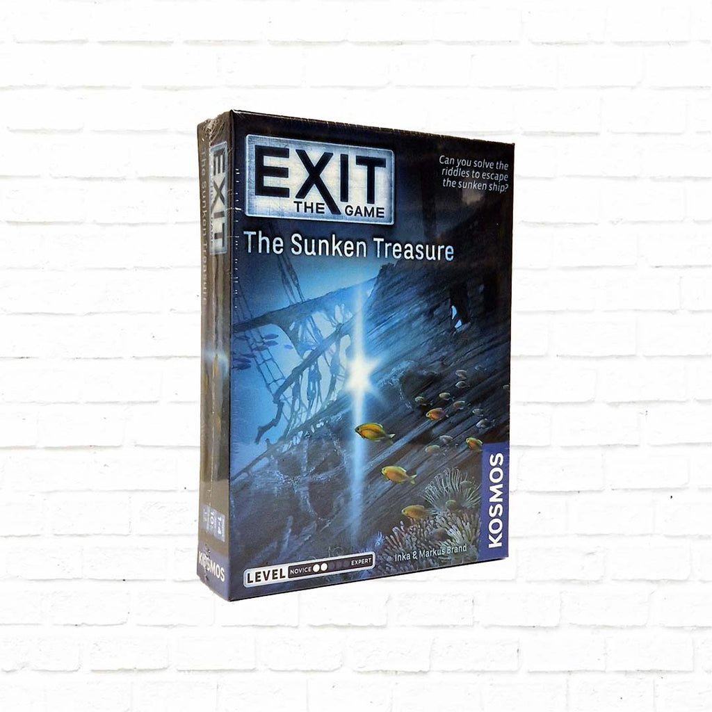 exit escape room card game, sunken treasure case, blue cover