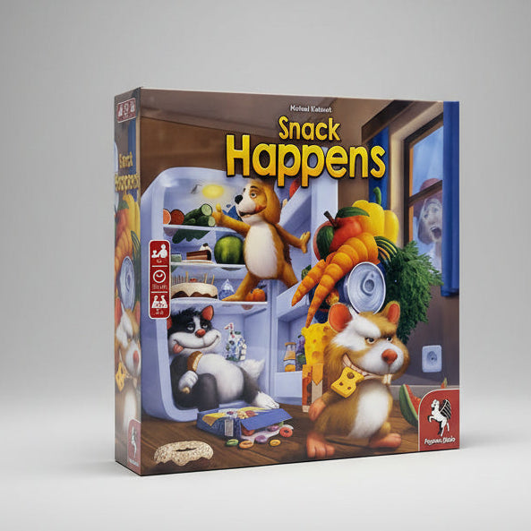Pegasus Spiele Snack Happens - Gioco Da Tavolo Per Bambini, Scatola Frigo E Gettoni In Legno, Da 2 A 4 Giocatori