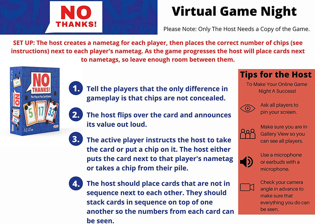 amigo games no thanks card game virtual gamenight instructions