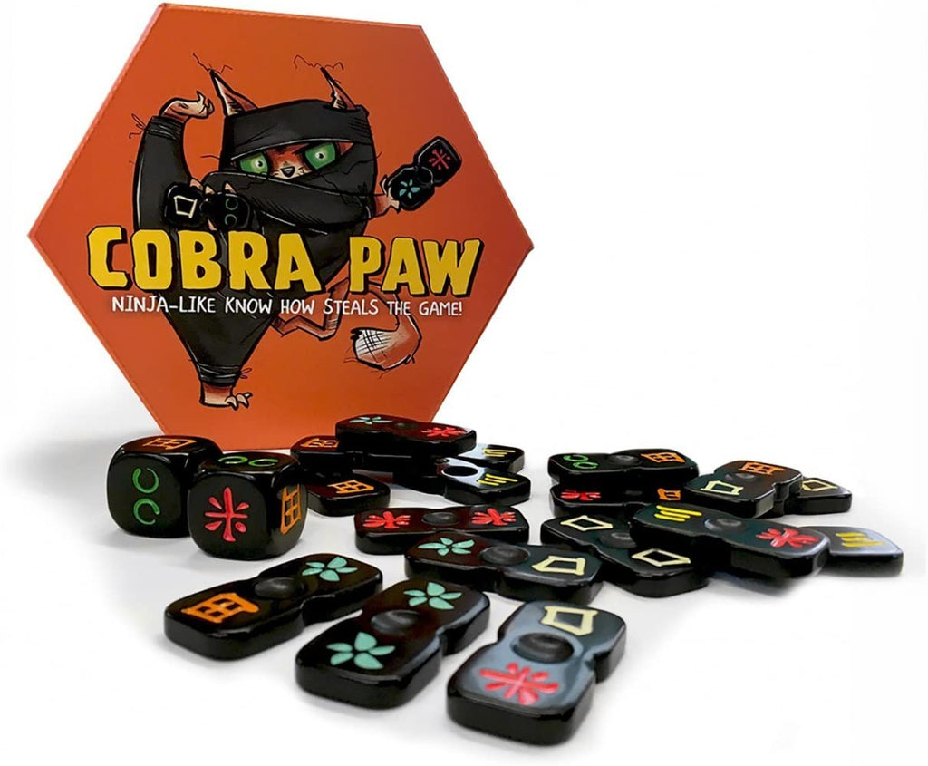 Bananagrams Cobra Paw dice game contents of tiles and dice