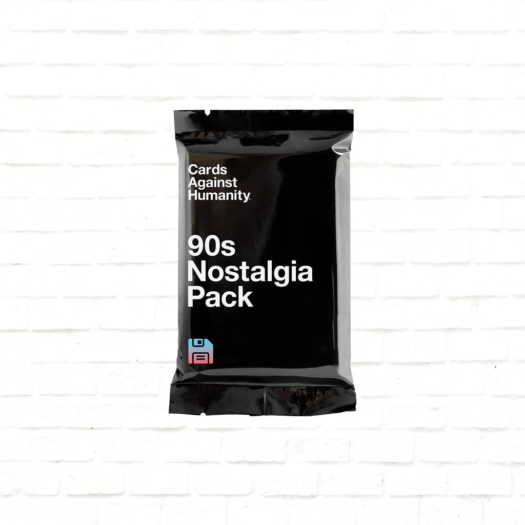 Cards Against Humanity 90s Nostalgia Expansion Pack English Edition 3d cover of a card game for 4 to 20+ players ages 17 and up playing time 30 to 90 minutes