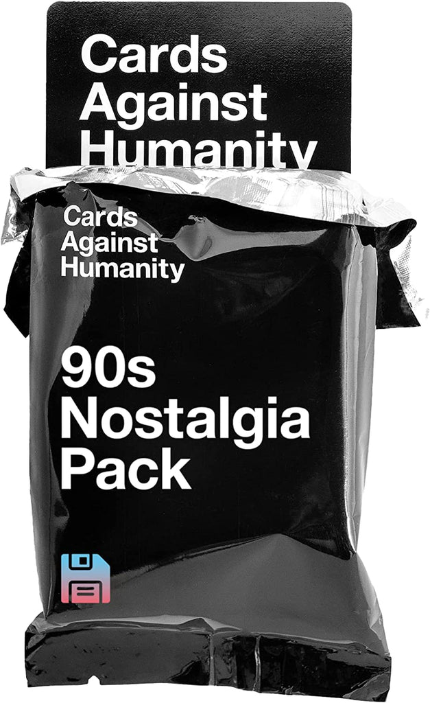 Cards Against Humanity 90s Nostalgia Expansion Pack card game tearing up the package