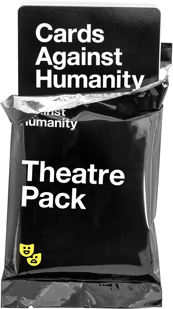 Cards Against Humanity Theatre Expansion Pack card game tearing up the package