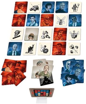 Czech Games Edition Codenames Pictures cards in a 4x4 grid with abstract pictures