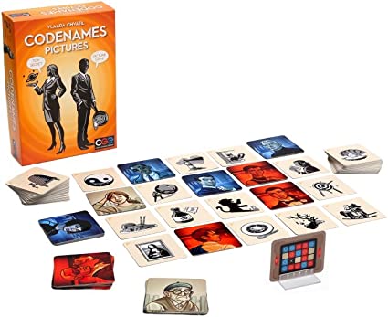 Czech Games Edition Codenames Pictures card game contents displayed on the table