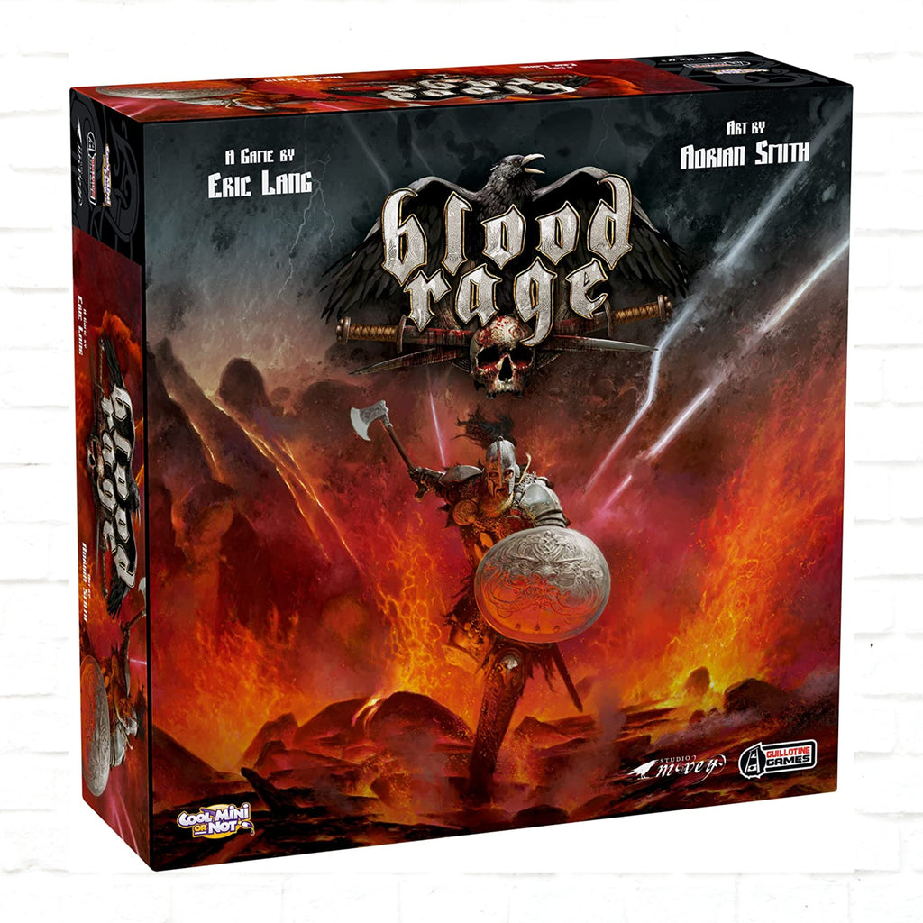 Cool Mini or Not Blood Rage English Edition 3d cover of board game for 2 to 4 players ages 14 and up playing time 60 to 90 minutes 