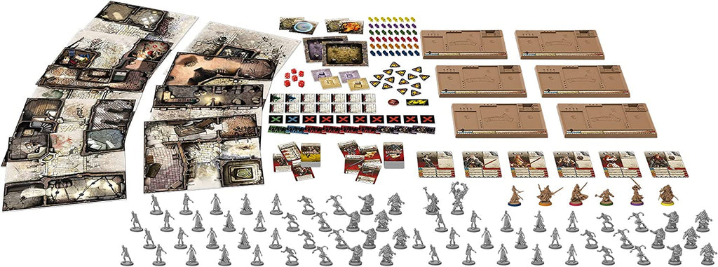 Cool Mini or Not Zombicide black plague board game all components with miniatures boards cards tokens