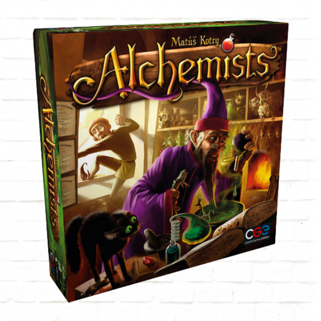 Czech Games Edition Alchemists English Edition board game cover of strategy game for 2 to 4 players ages 14 and up