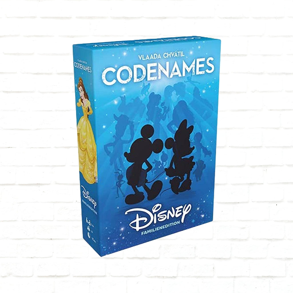 USAOPOLY Codenames Disney Family Edition Deutsche Ausgabe 3D-Cover eines Kartenspiels für 2/4 bis 8+ Spieler ab 8 Jahren Spielzeit 15 Minuten