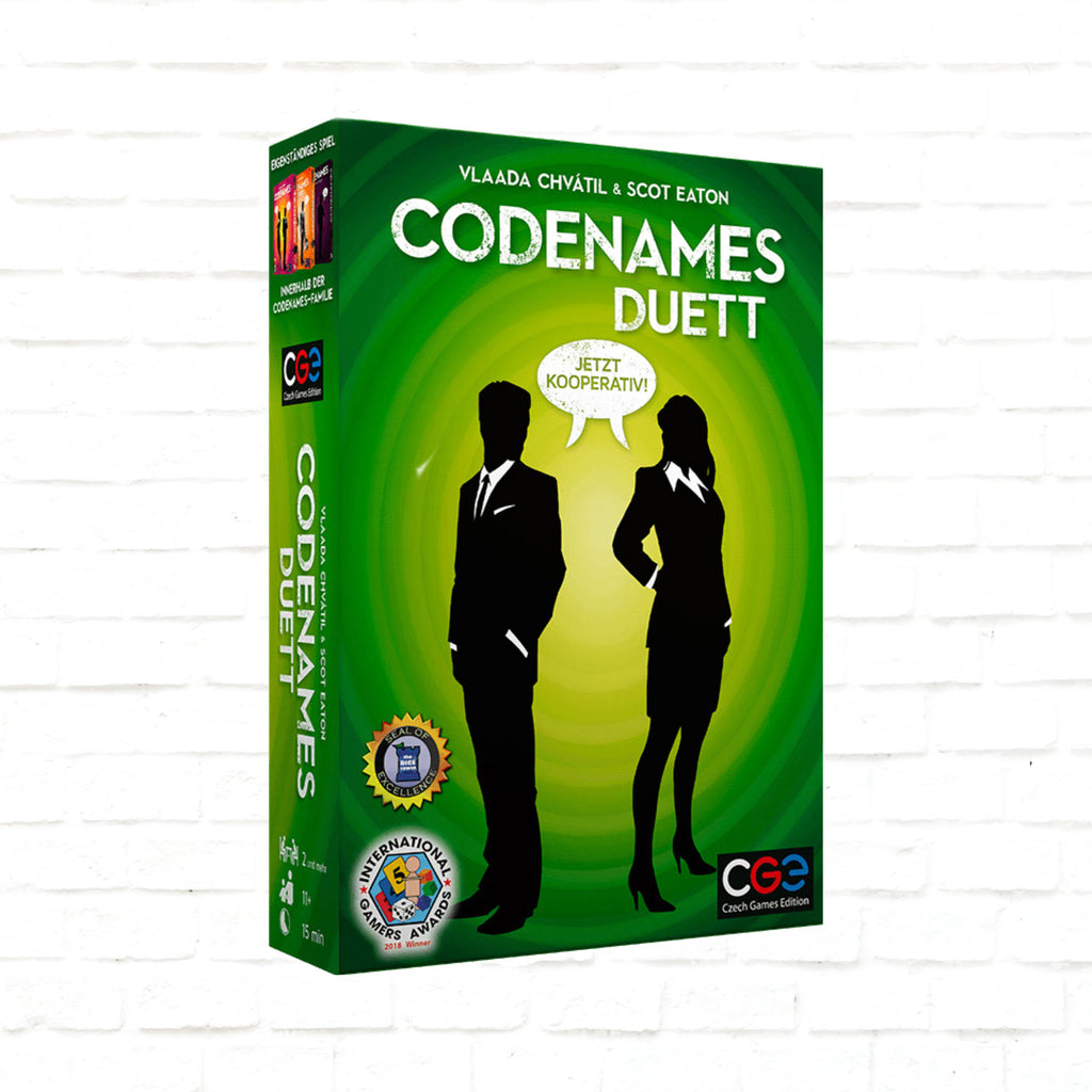 Czech Games Edition Codenames Duet Deutsche Ausgabe 3D-Cover eines Kartenspiels für 2 oder mehr Spieler ab 11 Jahren Spieldauer 15 Minuten
