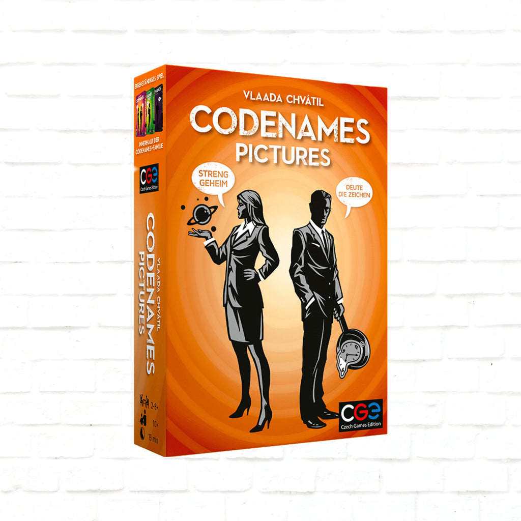 Czech Games Edition Codenames Pictures Deutsche Ausgabe 3D-Cover eines Kartenspiels für 2/4 bis 8+ Spieler ab 10 Jahren Spieldauer 15 Minuten