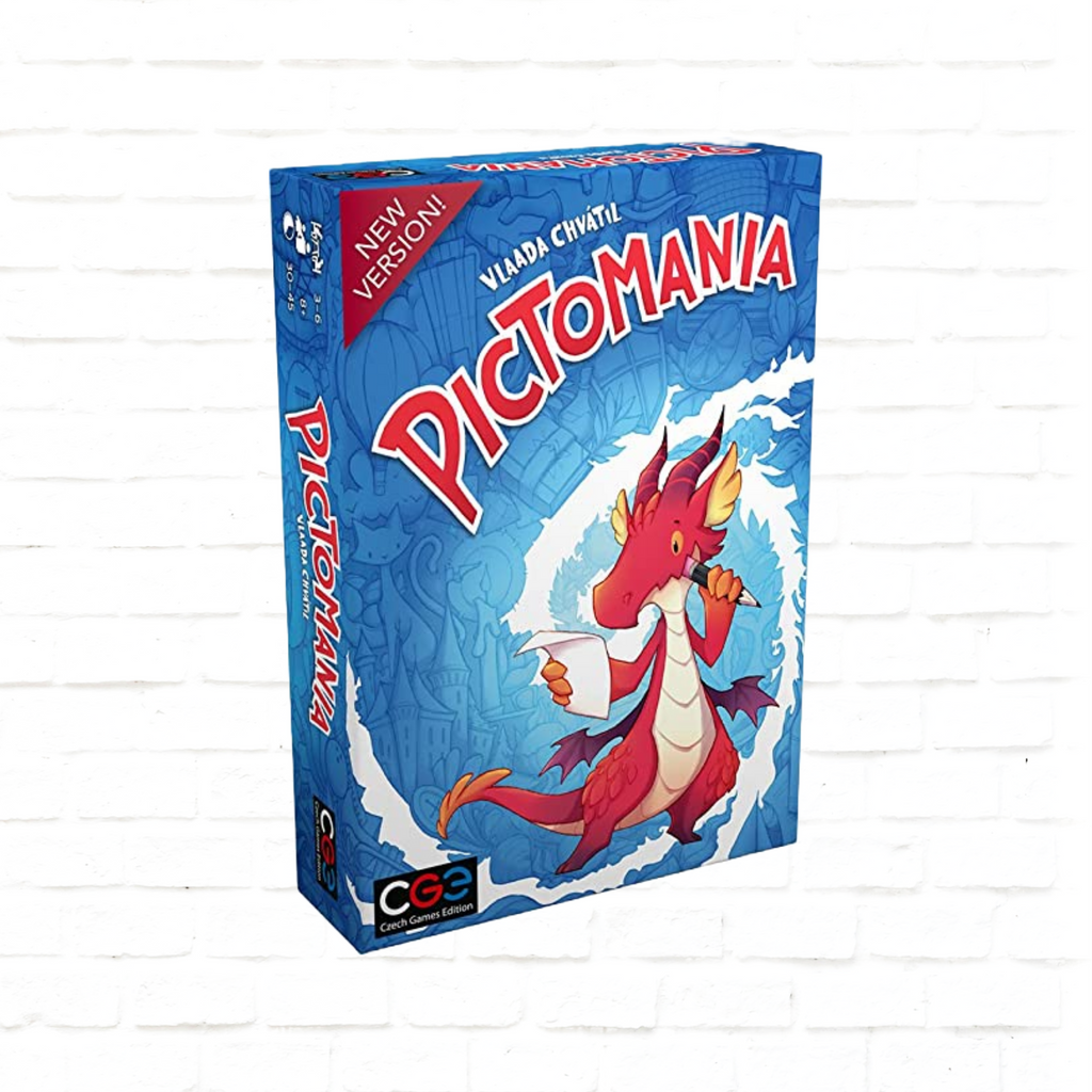 Czech Games Edition Pictomania English Edition board game cover of party game for 3 to 6 players ages 8 and up