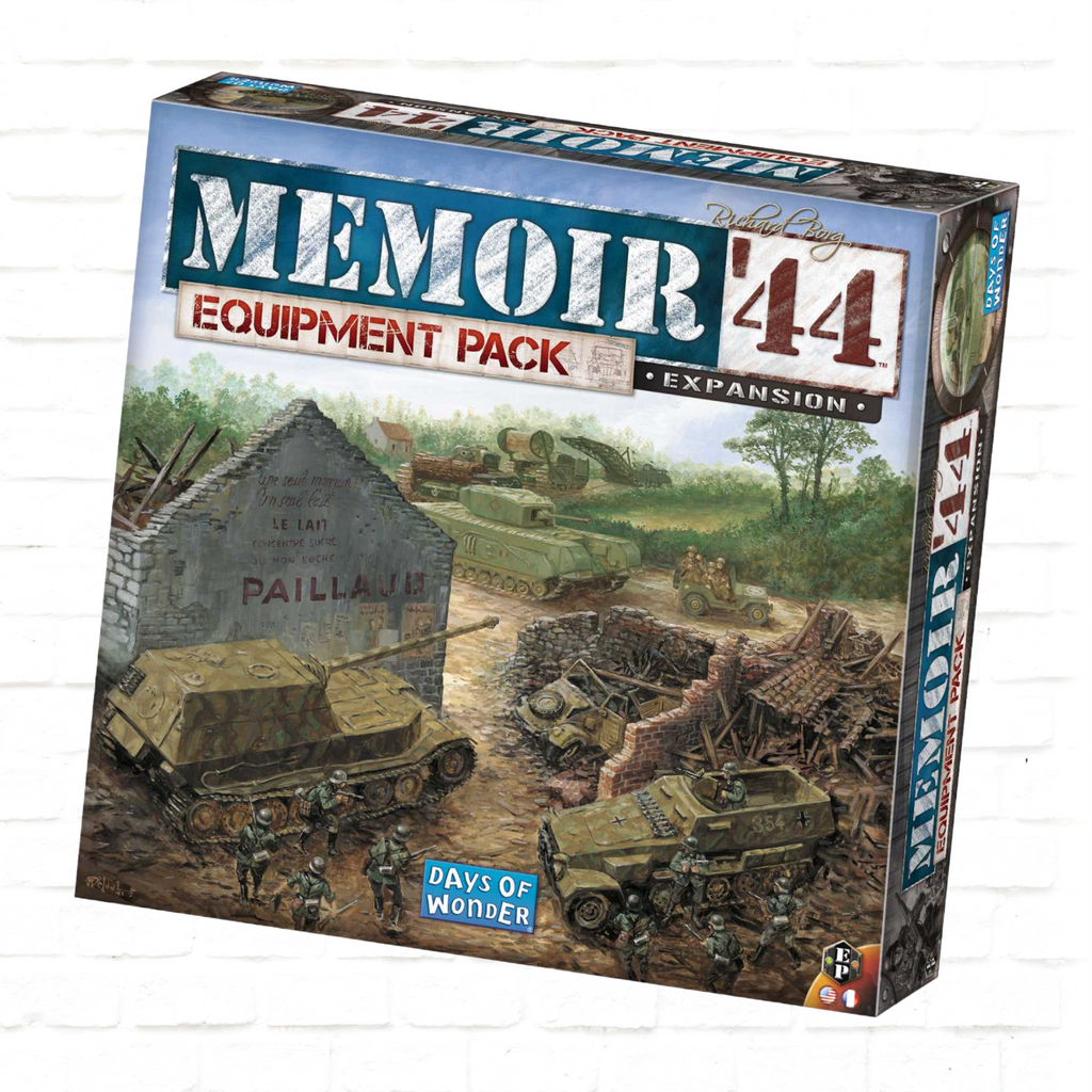 Days of Wonder Memoir '44 Equipment Pack Expansion English and French Edition board game cover of strategy war game for 2 to 8 players ages 8 and up