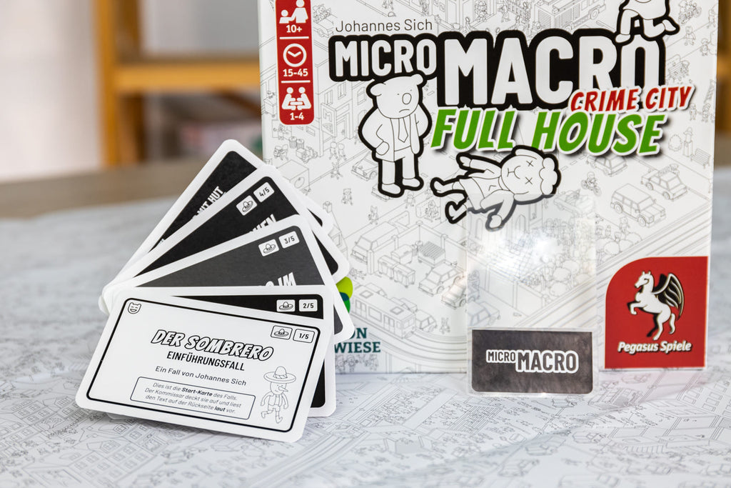 Edition Spielwiese MicroMacro Crime City #2 Full House Brettspiel der Sombrero case