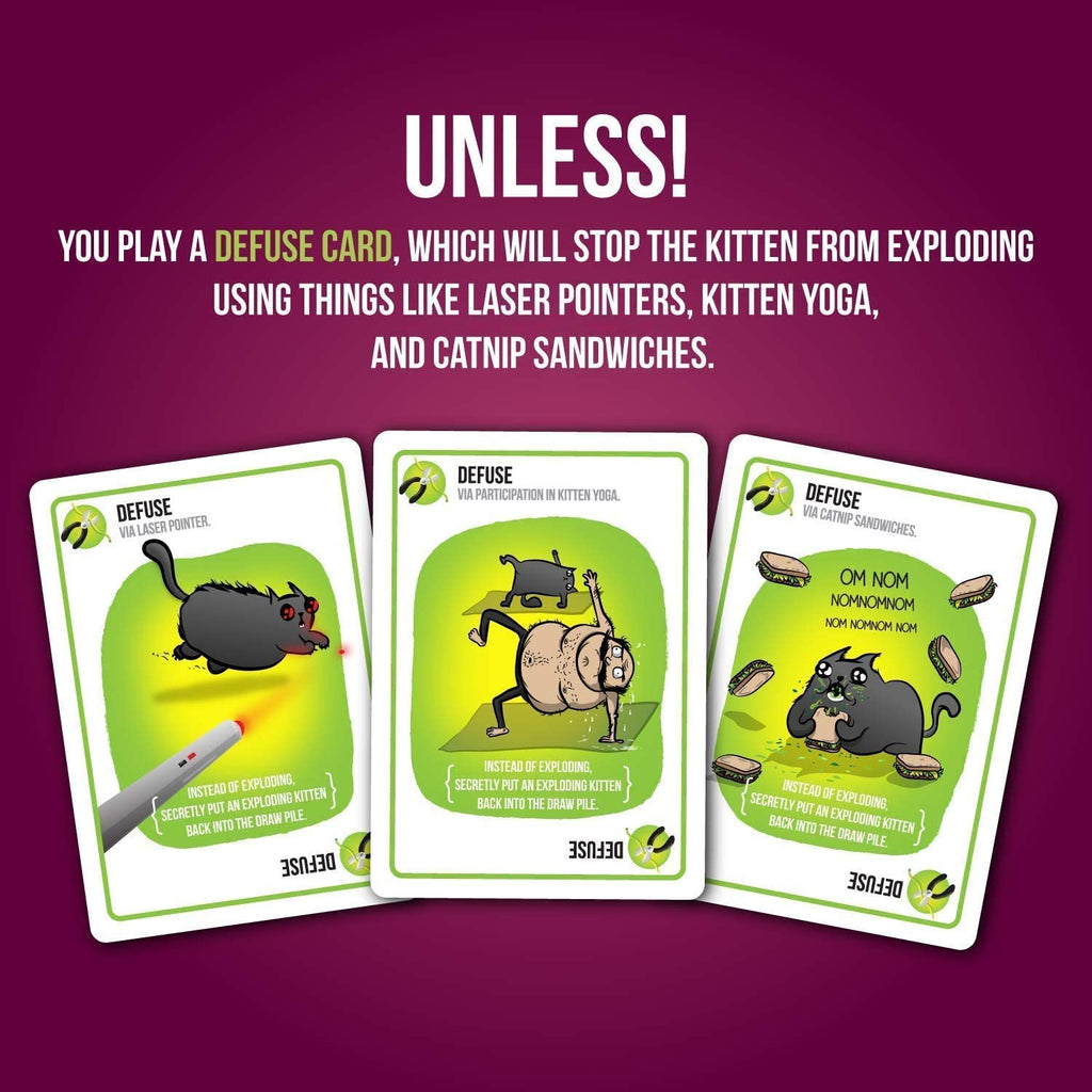 Exploding Kittens Party Pack defuse cards description