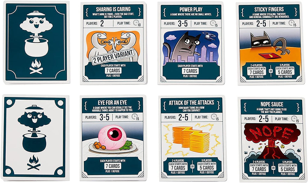 Exploding Kittens Recipes for Disaster cards presented 
